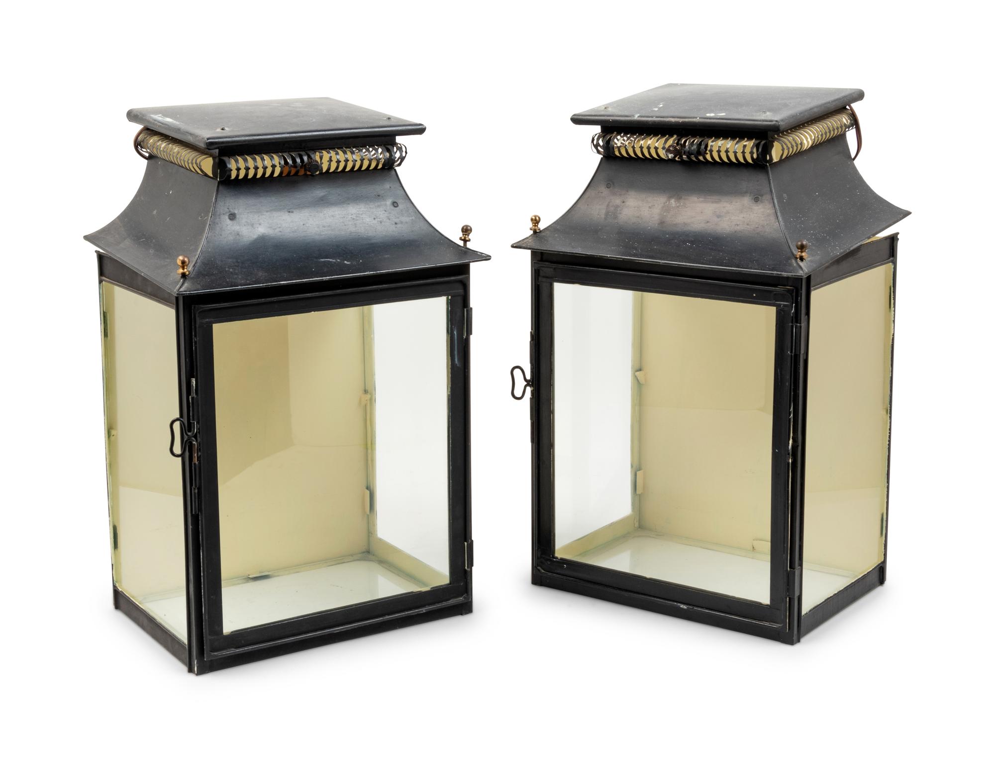 A Pair of Victorian Style Tole Carriage Lights