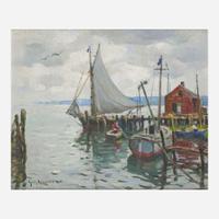 Guy Carleton Wiggins (American, 1883–1962) The Friendship Sloop & Lifting Skies