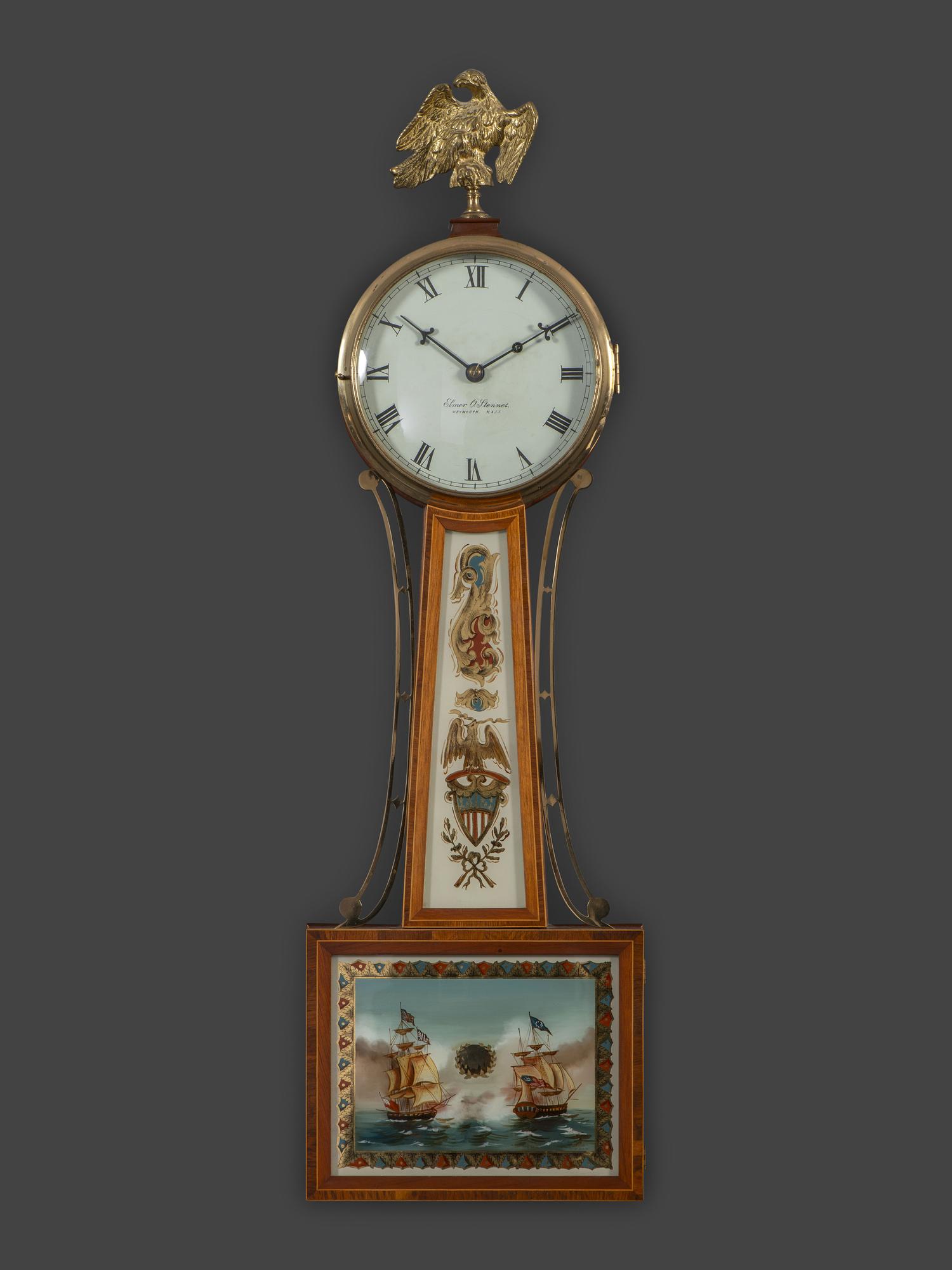 A Federal Style Eglomise Inset Banjo Clock