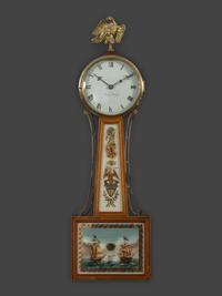 A Federal Style Eglomise Inset Banjo Clock