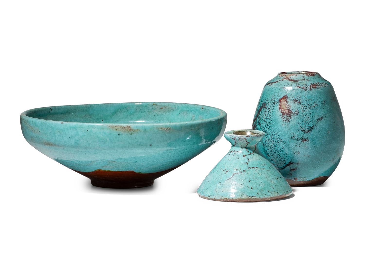 Three Jugtown Pottery Chinese Vessels
