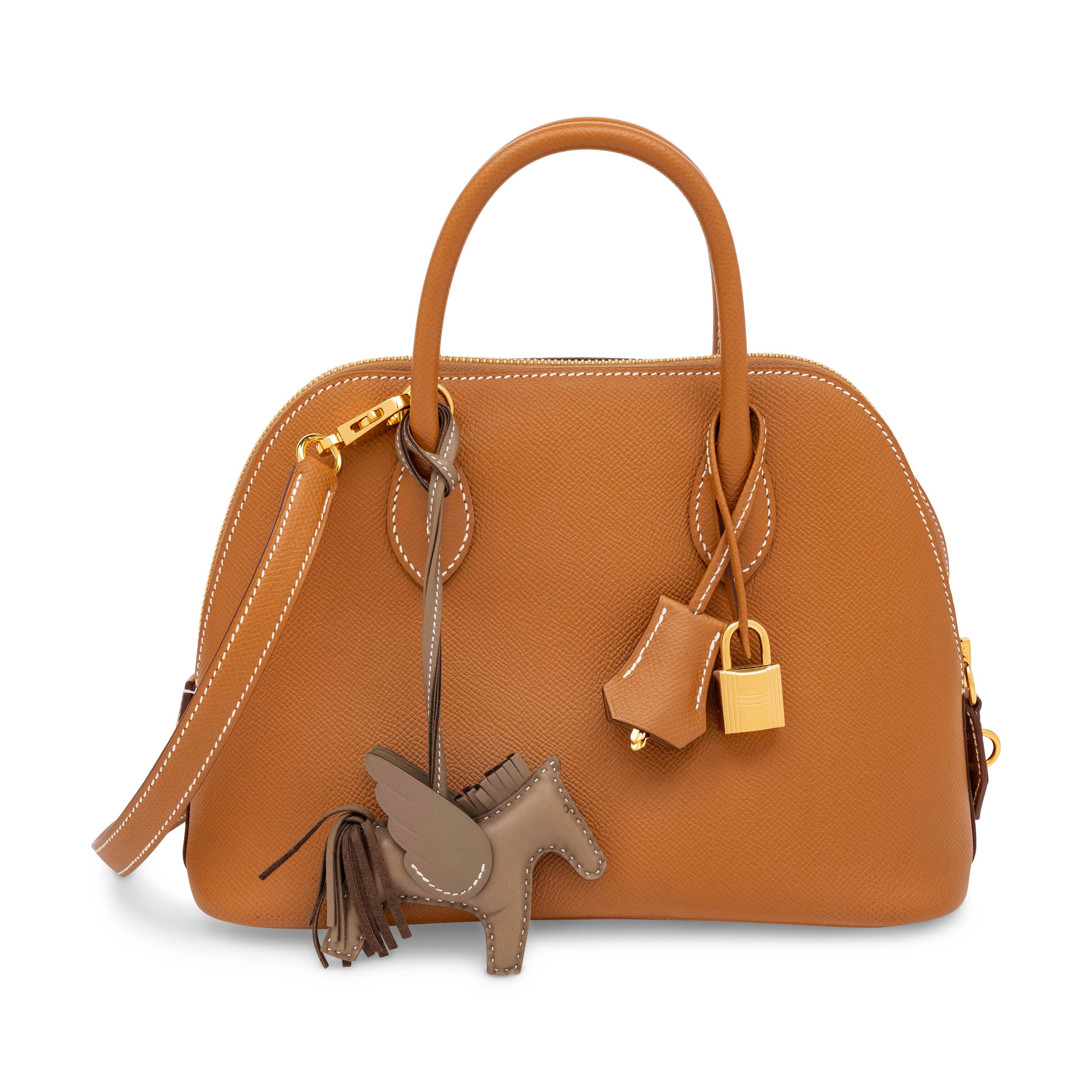 Hermès, Bolide 25 in Gold Epsom with Horse Charm
