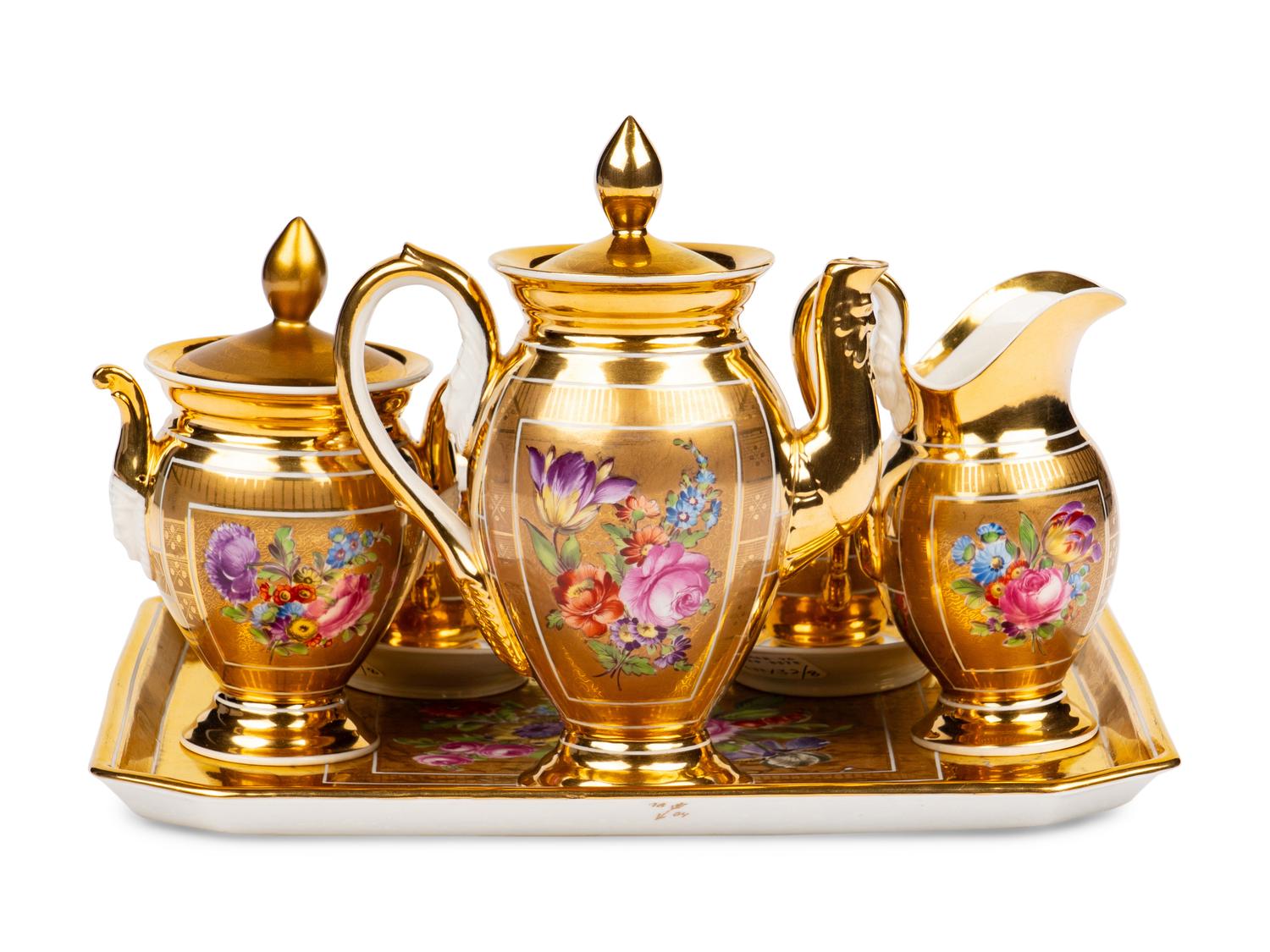 A Dresden Porcelain Coffee Service