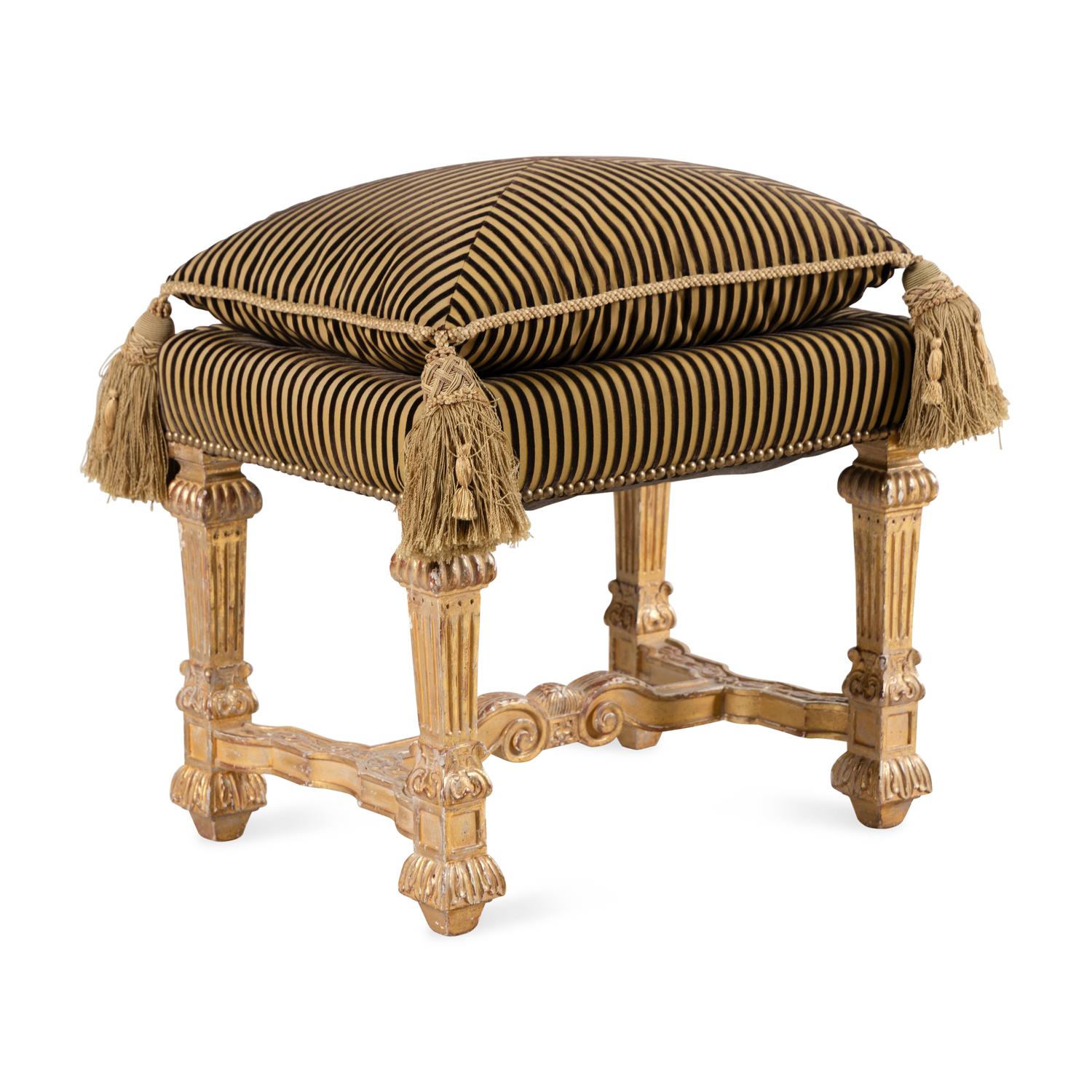 A Louis XIV Style Giltwood Tabouret