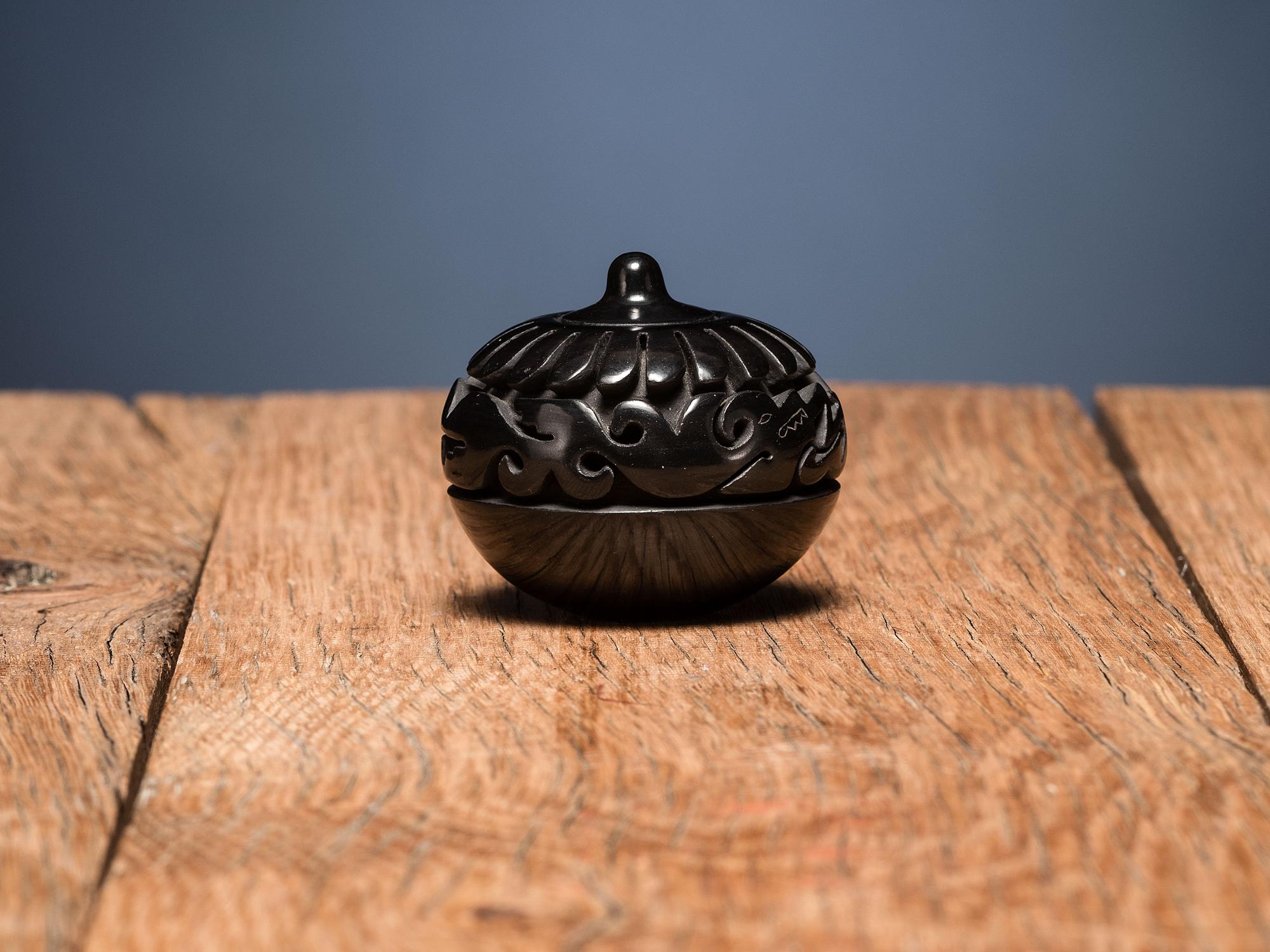 Miniature Carved Blackware Jar
