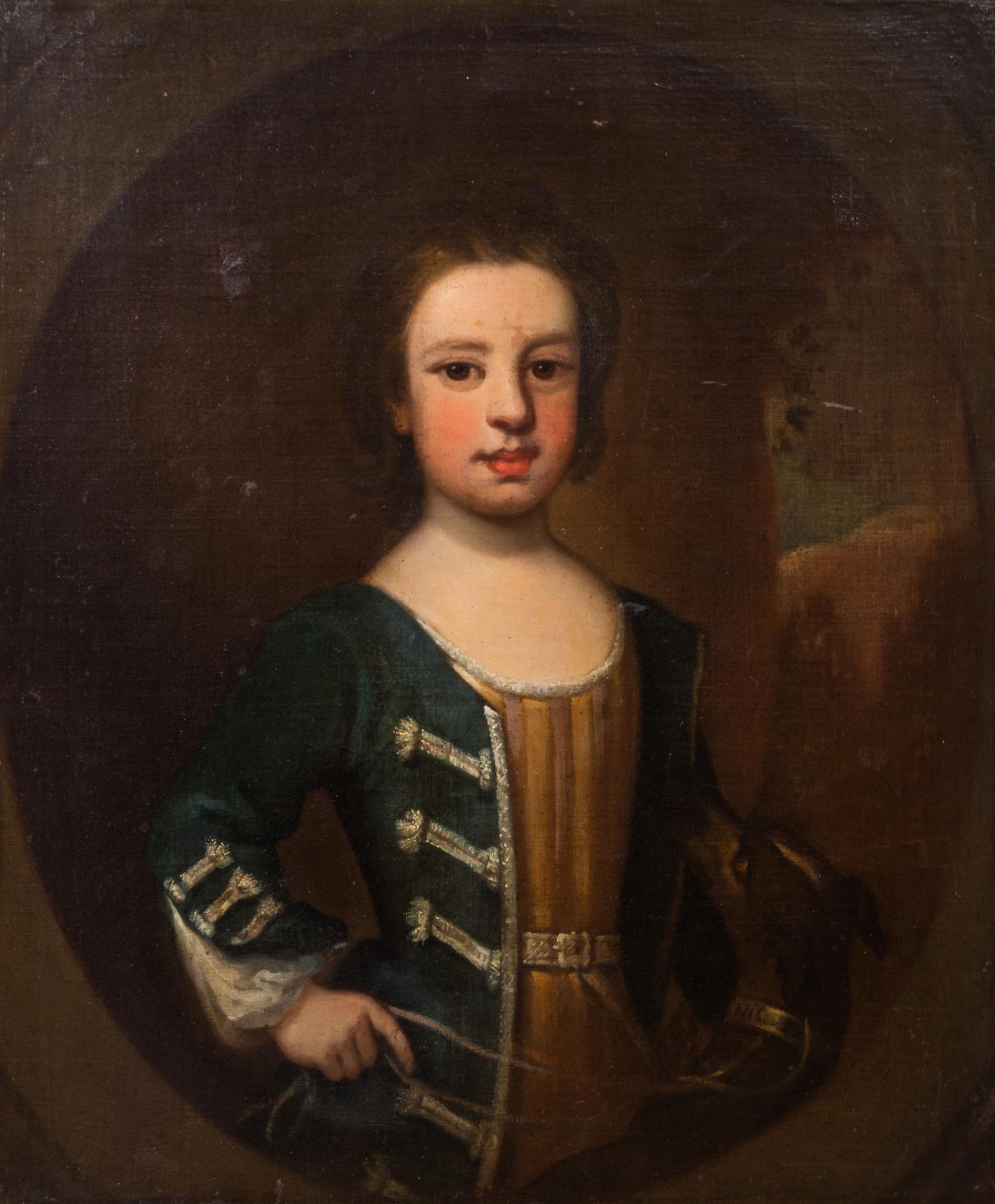 European School, (18th century), Portrait of a Child with Hound