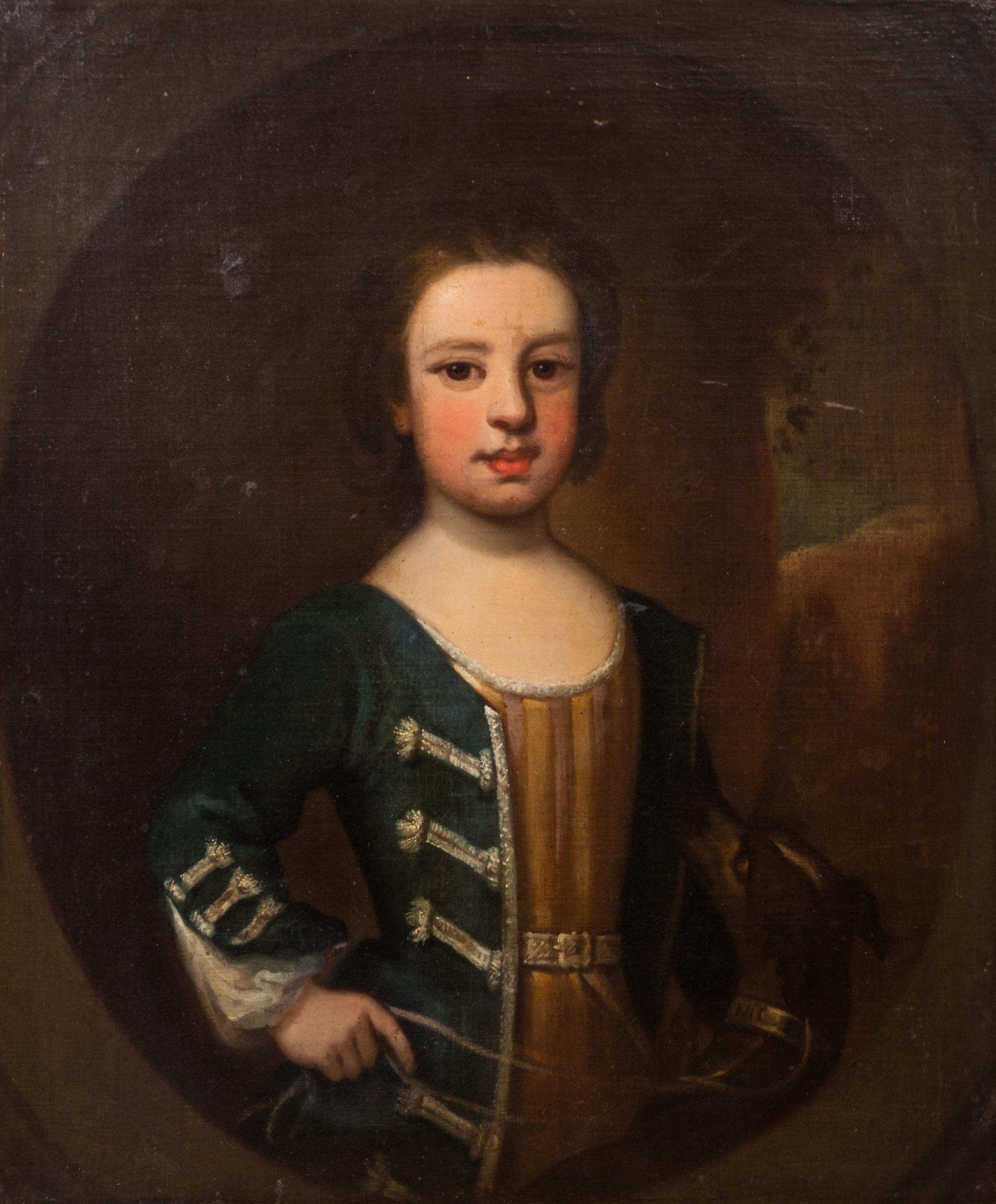 European School, (18th century), Portrait of a Child with Hound