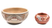 Blue Corn, Crucita Calabaza (San Ildefonso, 1921-1999) Polychrome Bowl Height of first 3 x diameter 6 1/4 inches