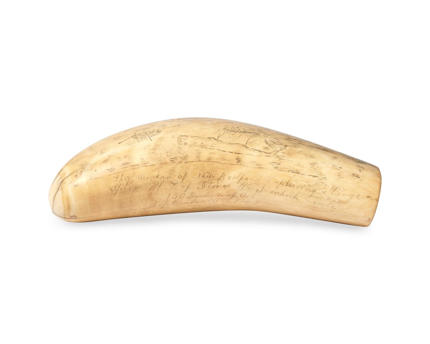 A Large Srimshaw Whale Tooth Worked On The Whaler Menkar Of New Bedford