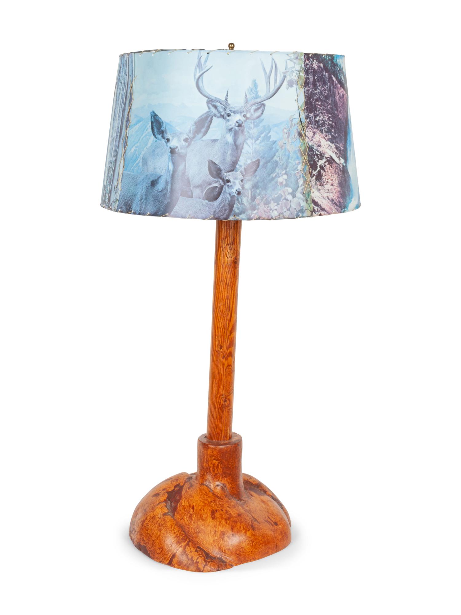 Western Style Burlwood Table Lamp