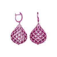 GOLD AND DIAMOND EARRINGS WITH PINK ELECTROPHORETIC COATING