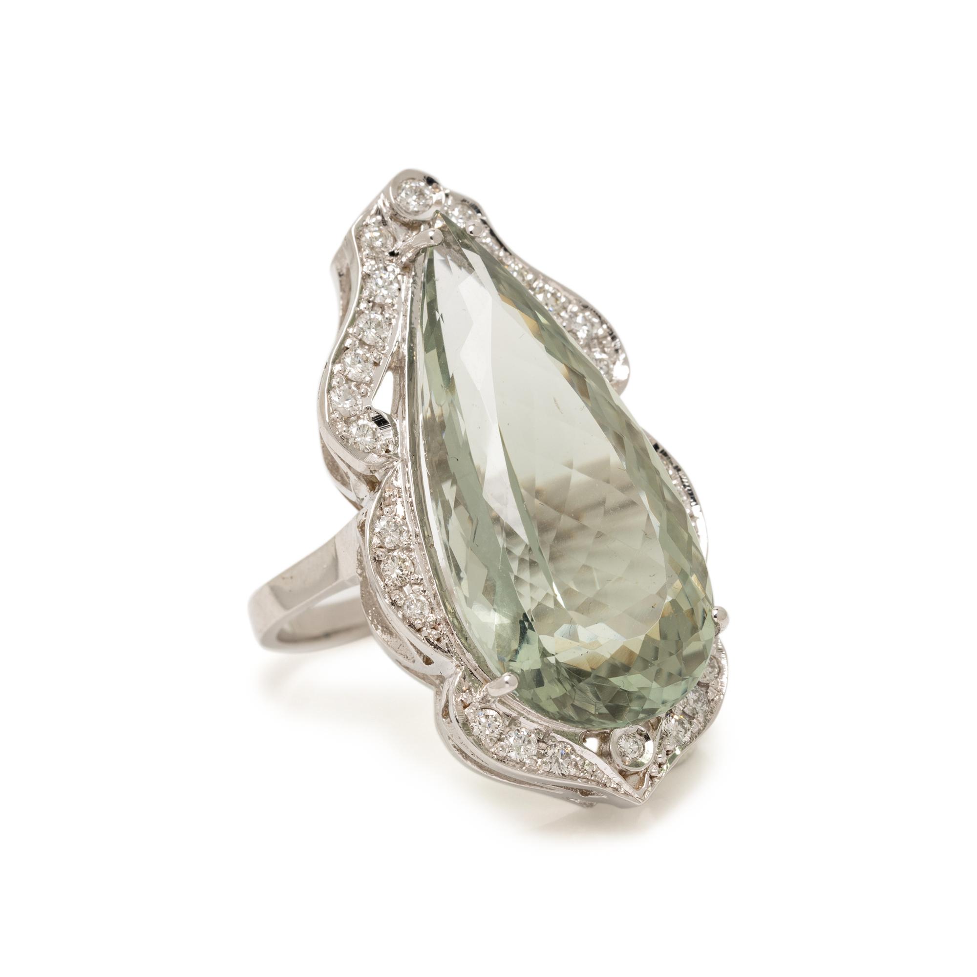 PRASIOLITE AND DIAMOND RING