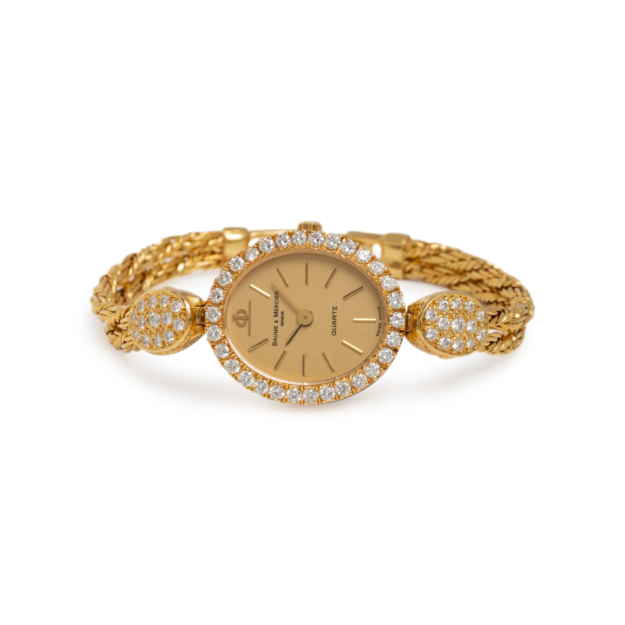 BAUME AND MERCIER, 18K YELLOW GOLD AND DIAMOND WRISTWATCH