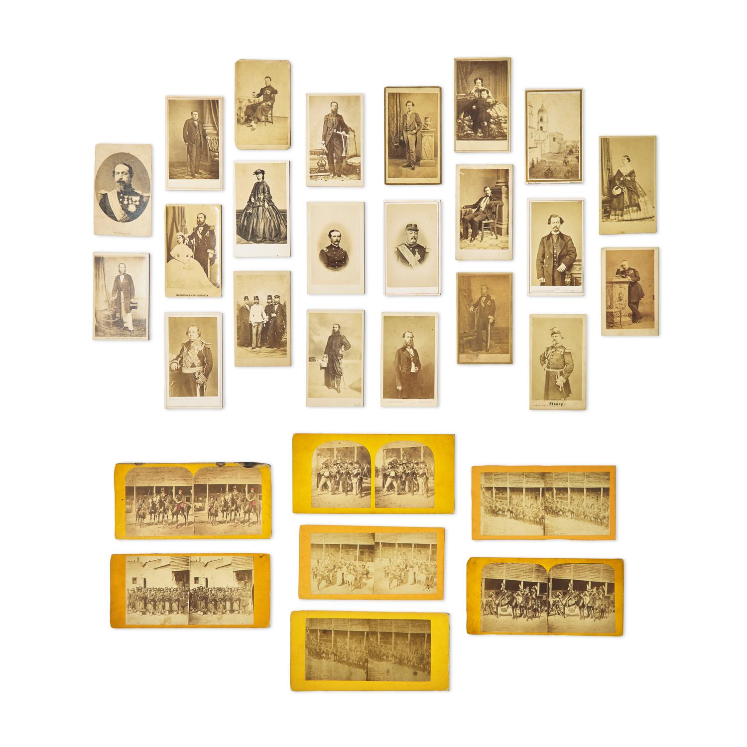 [Early Photography]. Second Mexican Empire, 29 CDVs and stereoviews documenting the rein of Maximilian I of Mexico.