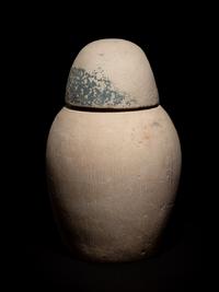 A Set of Four Egyptian Painted Limestone Canopic Jars of the Sons of Horus