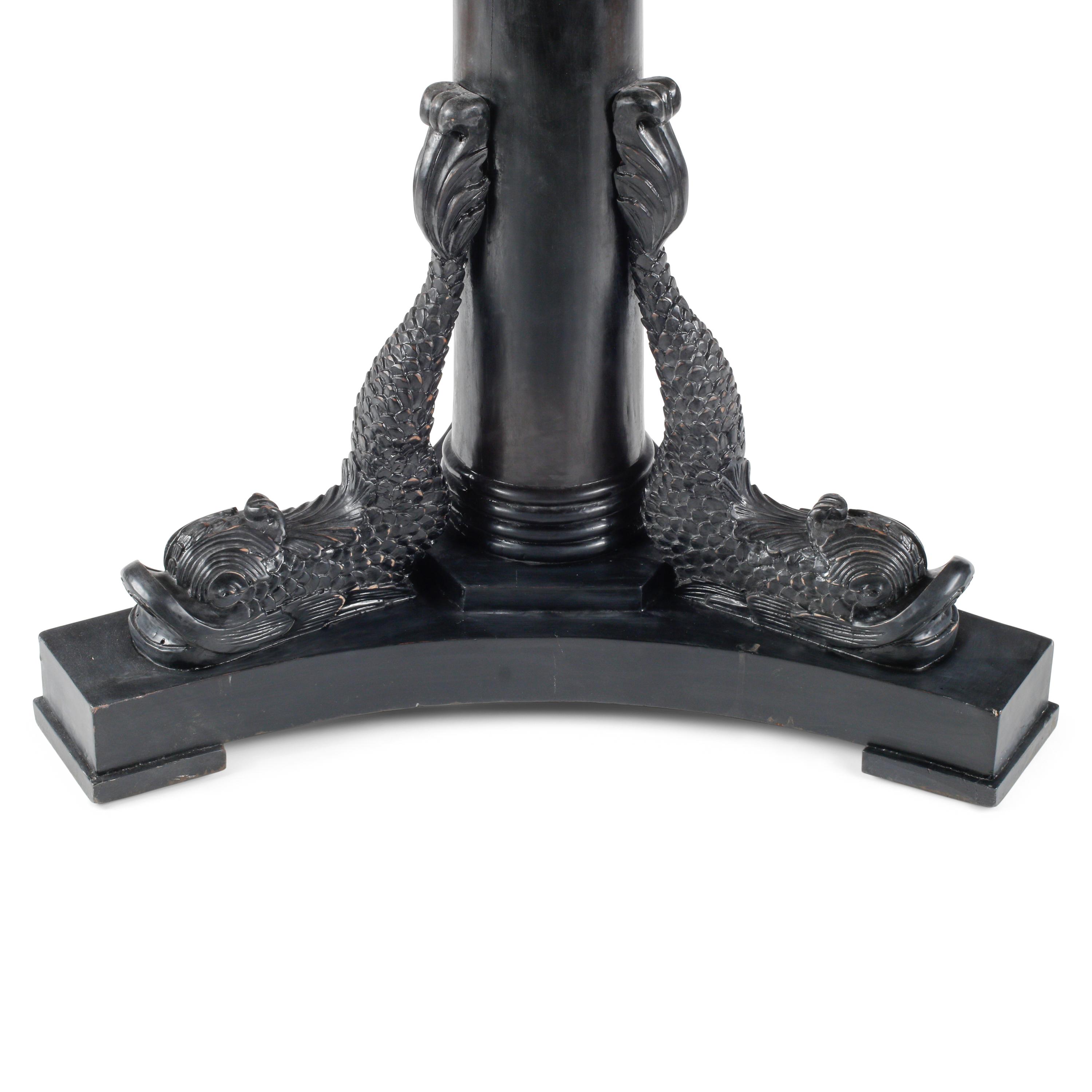 A Neoclassical Style Ebonized Wood and Pietra Dura Top Table