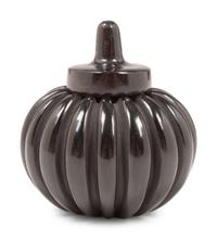 Miniature Lidded Blackware Melon Jar
