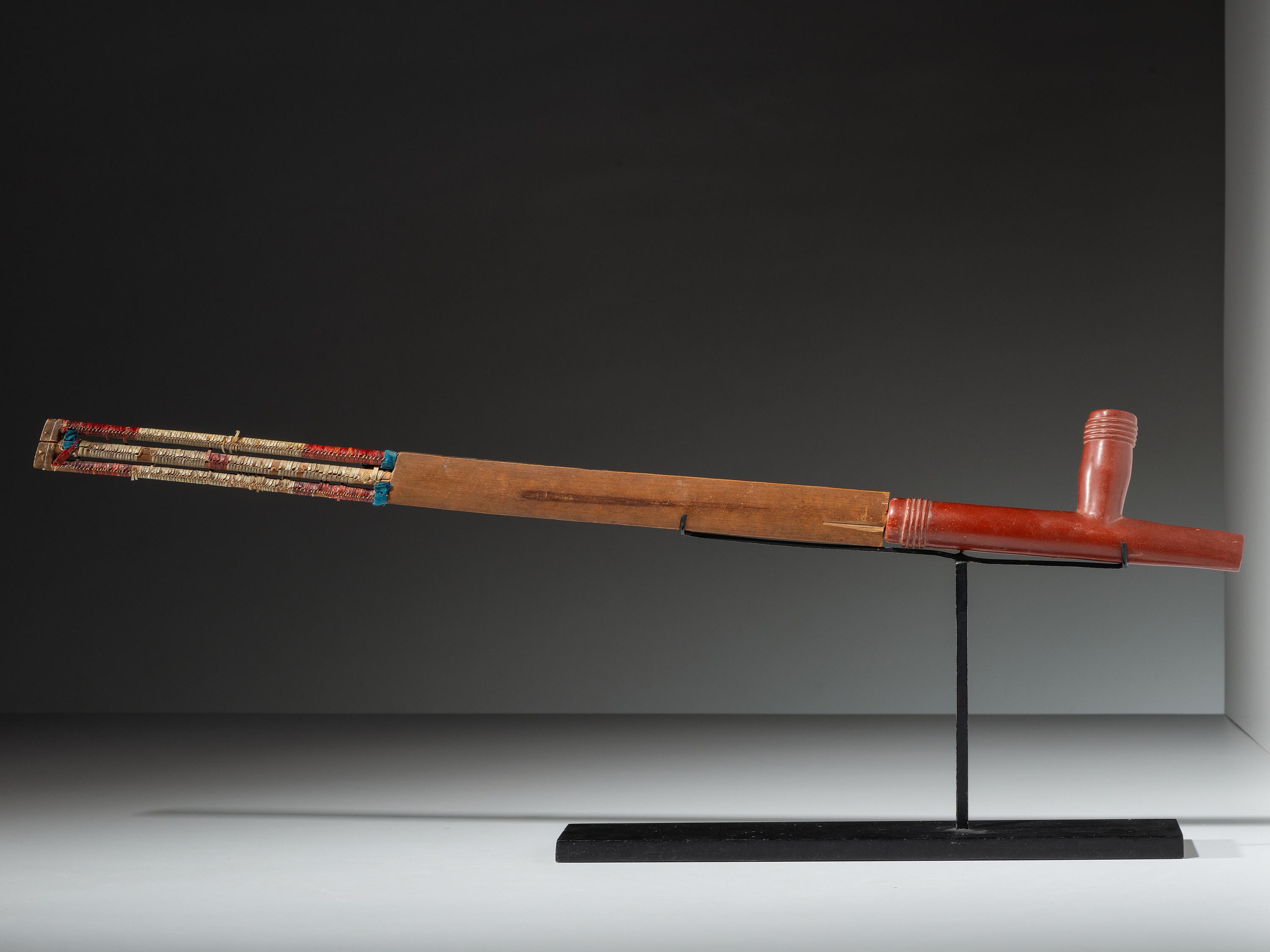 Eastern Dakota Quilled Pipe Stem, with Catlinite Bowl