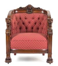 A William IV Carved Mahogany Armchair Height 39 x width 32 x depth 33 inches. — IN THE MANNER OF GEORGE SMITH, CIRCA 1830