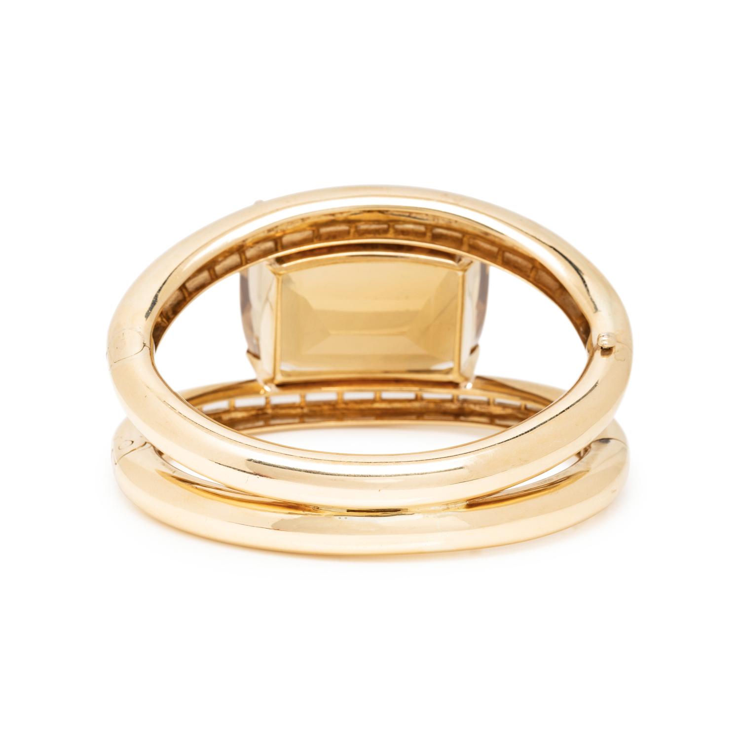YELLOW GOLD, CITRINE AND DIAMOND BANGLE BRACELET