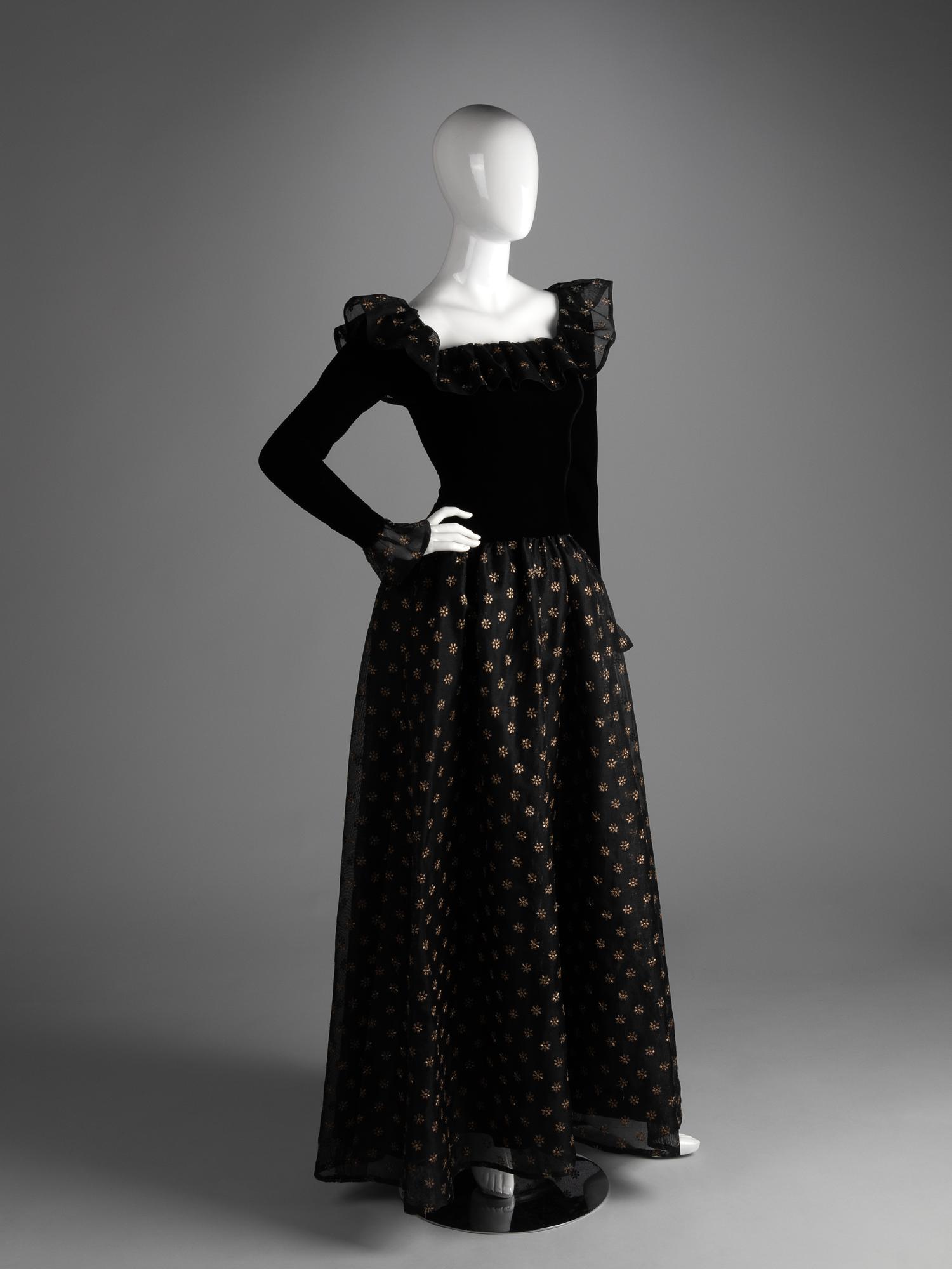 Givenchy Haute Couture Floral Embroidered Evening Dress, 1970-90s