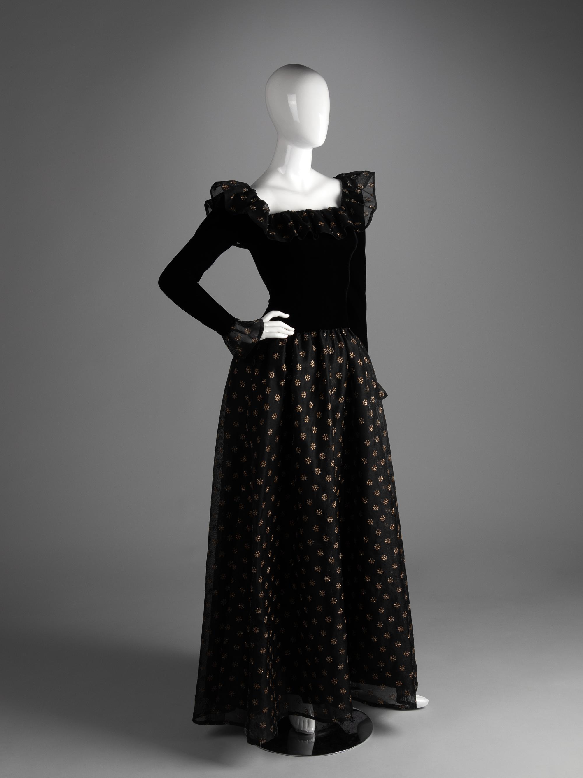 Givenchy Haute Couture Floral Embroidered Evening Dress, 1970-90s