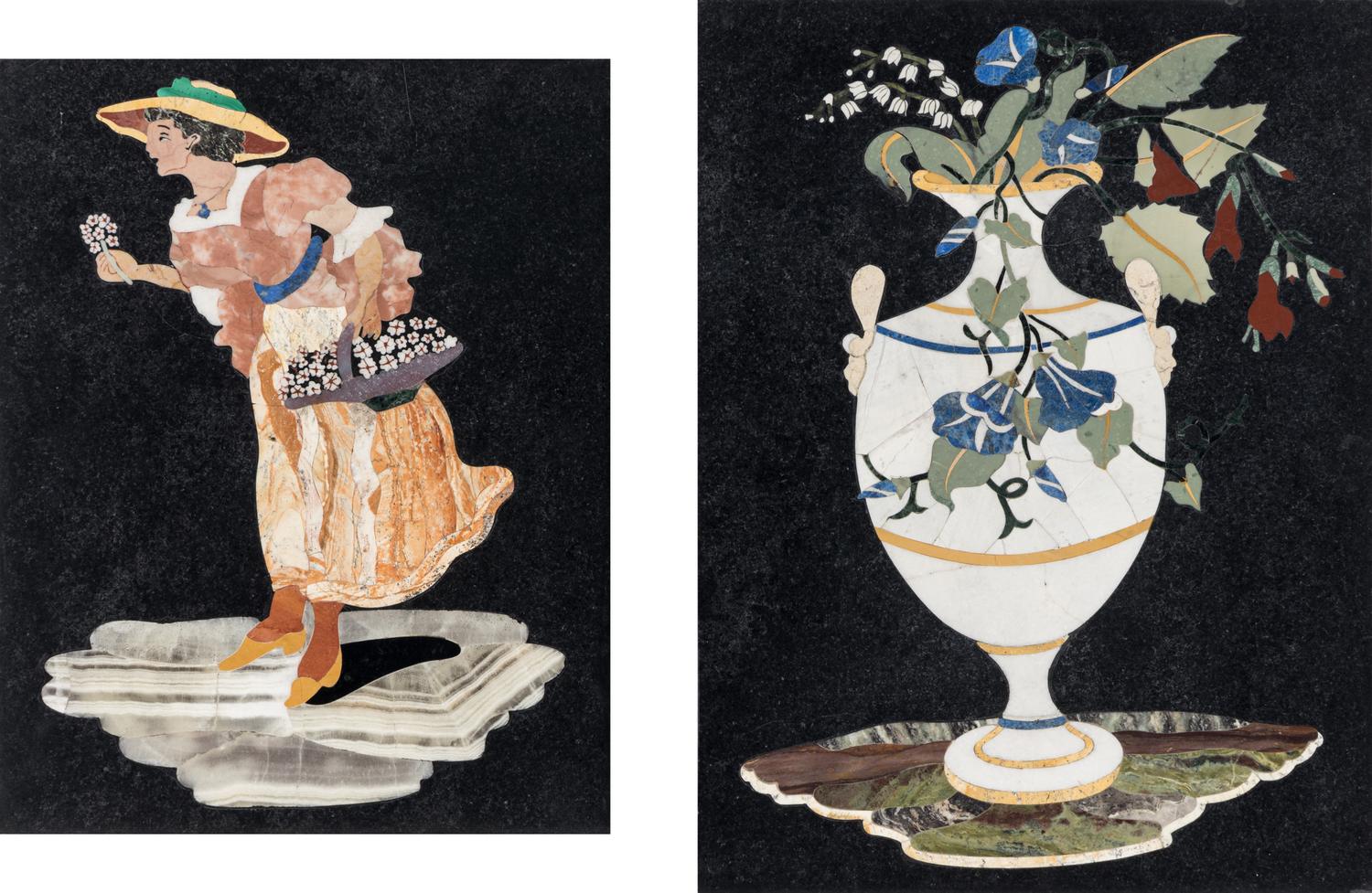 Two Continental Pietra Dura Plaques