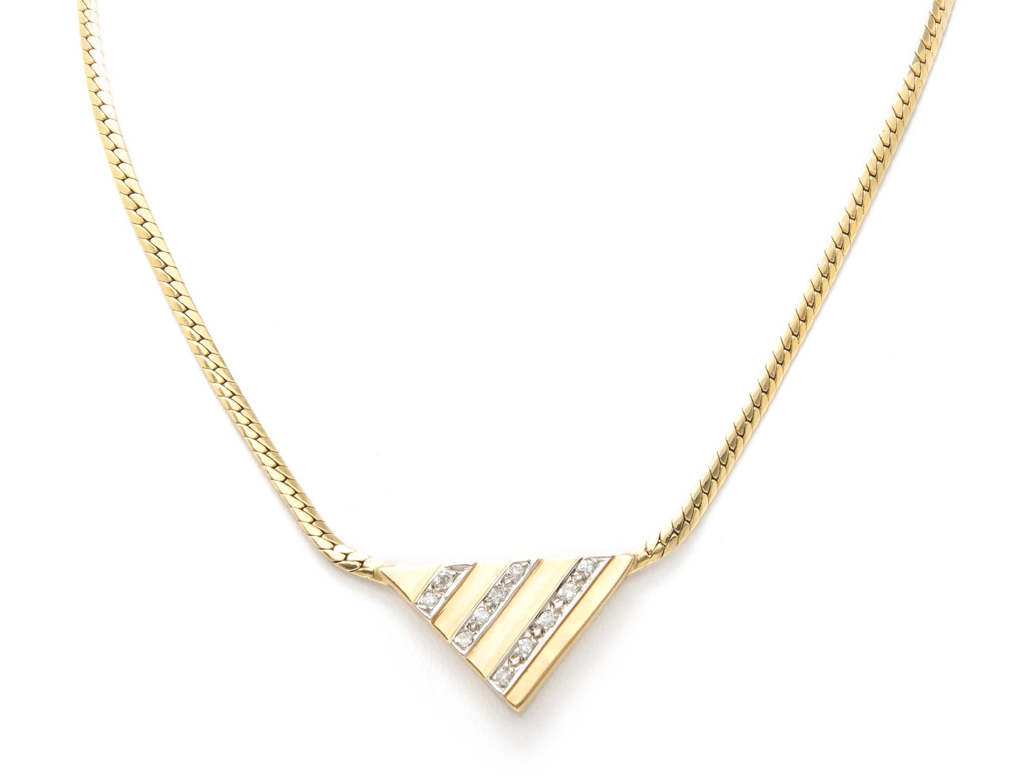 A 14 Karat Yellow Gold and Diamond Necklace, 9.60 dwts.