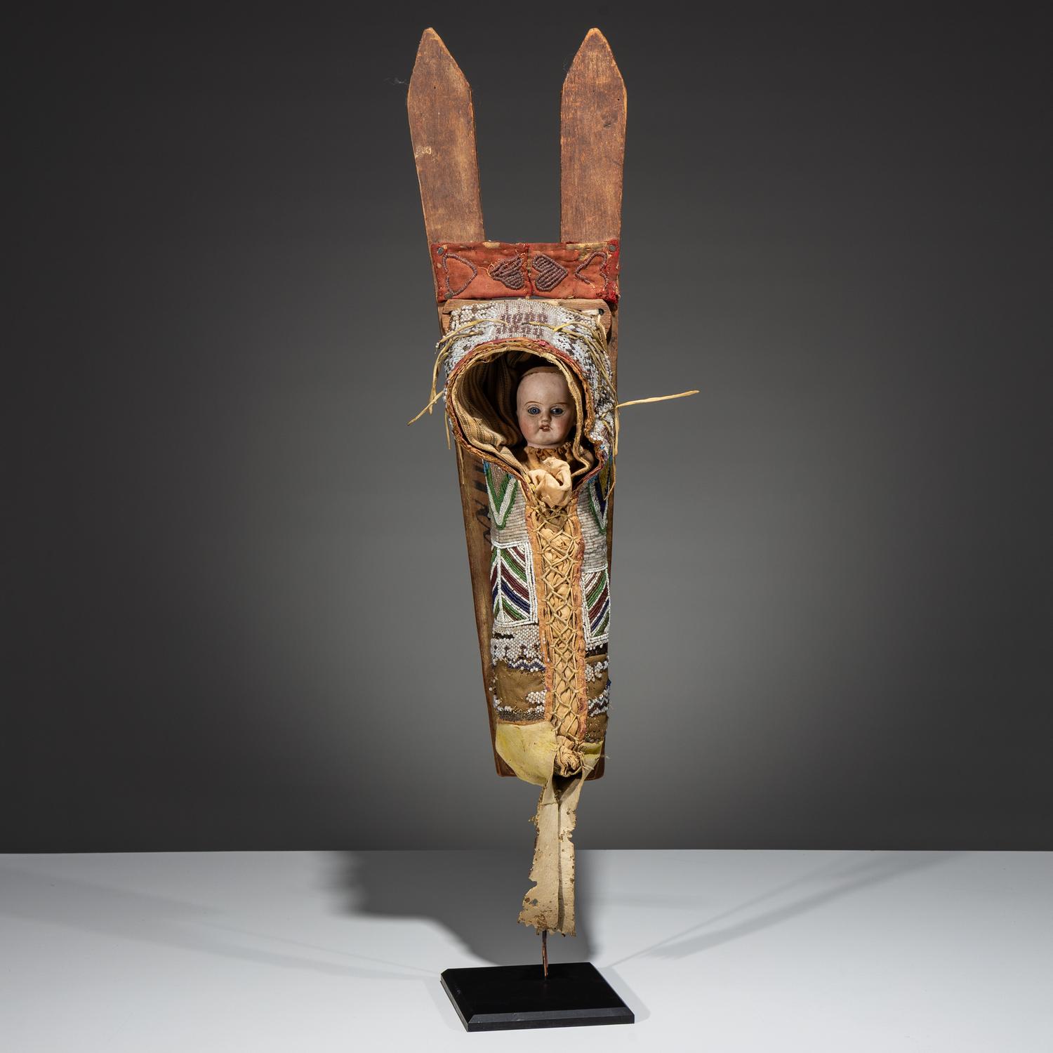 Kiowa Beaded Hide Doll Cradle