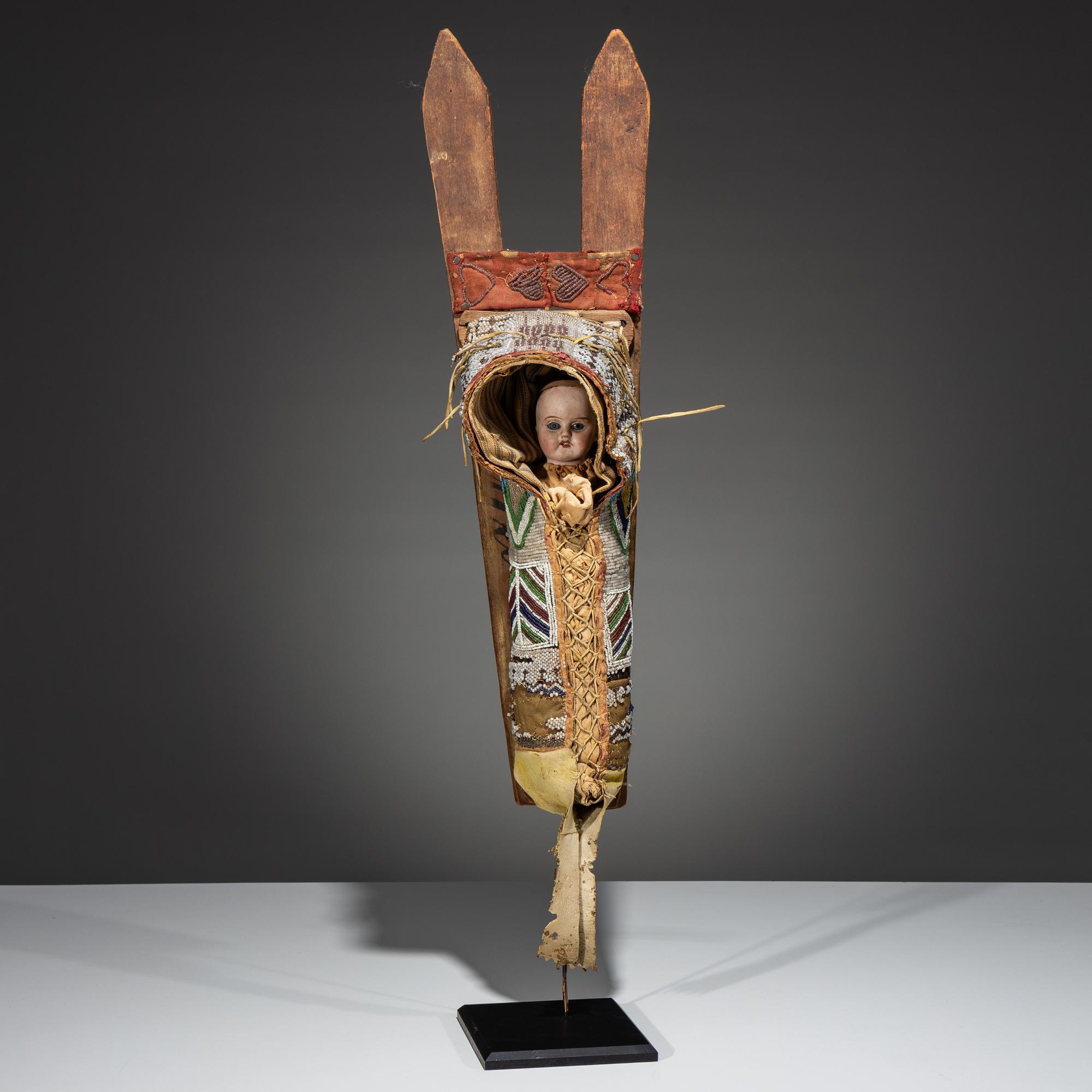 Kiowa Beaded Hide Doll Cradle