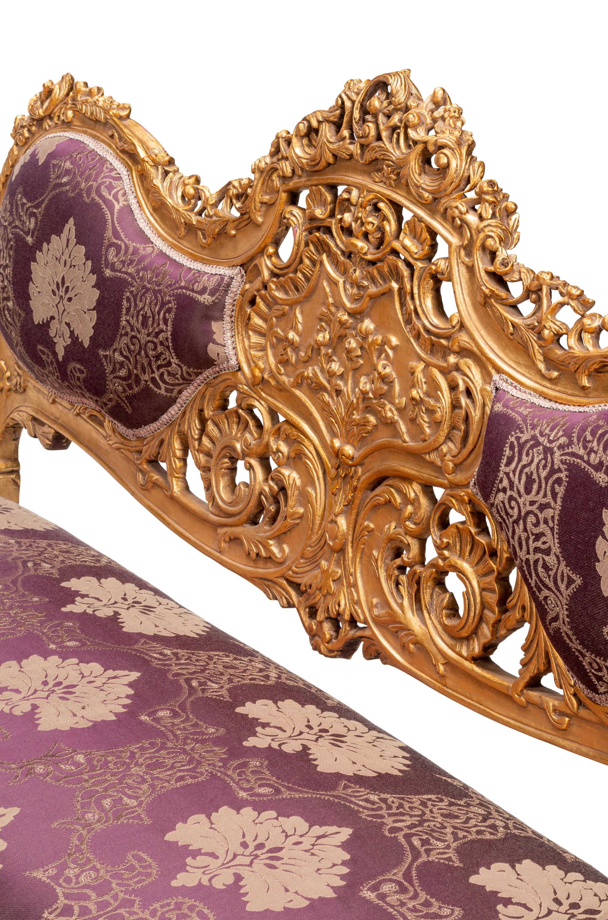A Pair of Louis XV Style Giltwood Settees