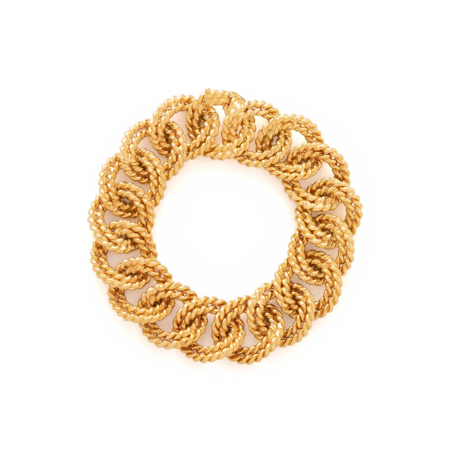 VERDURA, YELLOW GOLD ROPE LINK BRACELET