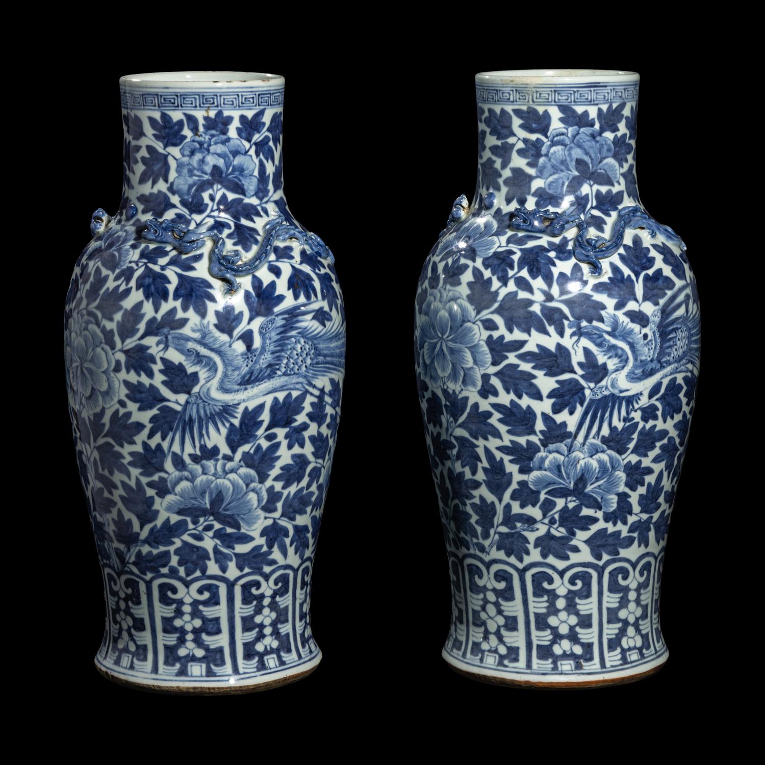 A Pair of Chinese Blue and White Porcelain Vases