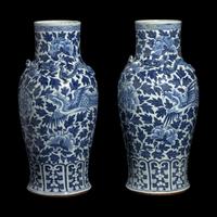 A Pair of Chinese Blue and White Porcelain Vases