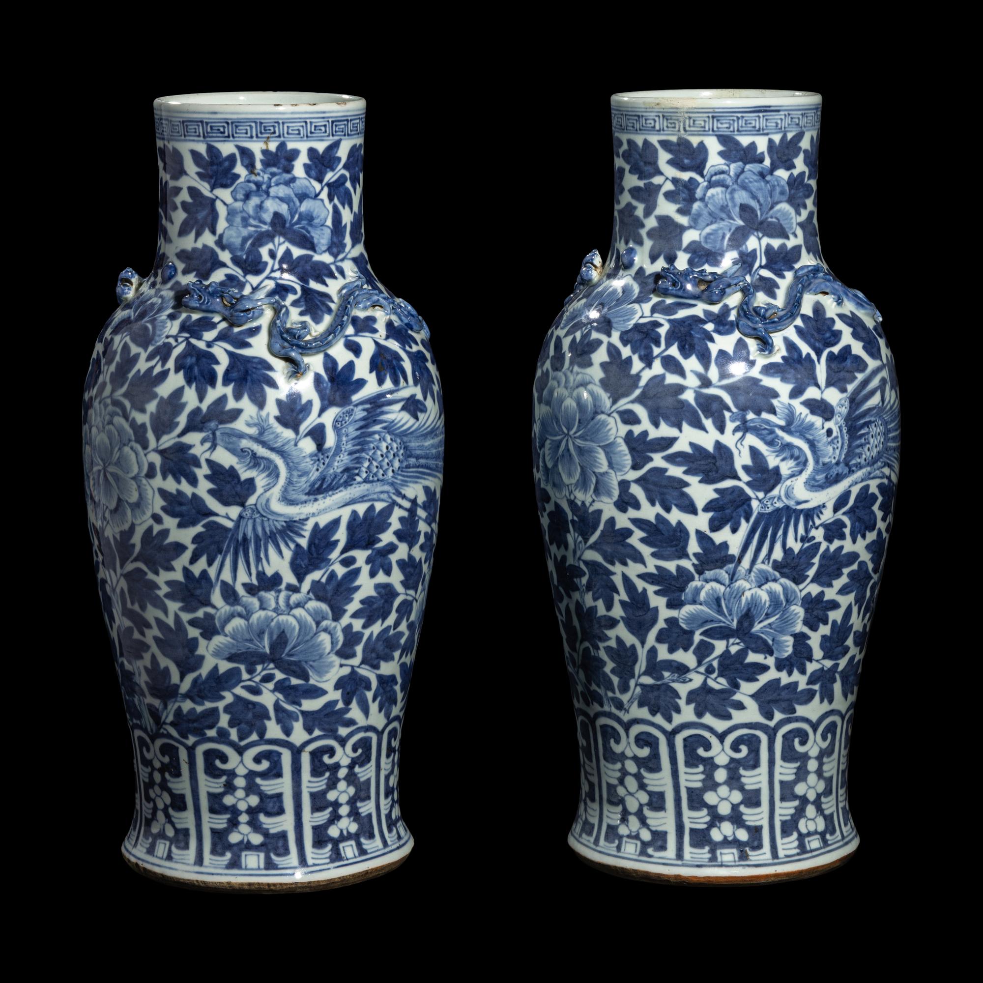 A Pair of Chinese Blue and White Porcelain Vases
