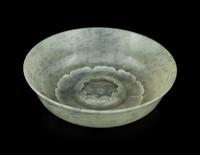 A Greyish Celadon Jade 'Lotus' Bowl