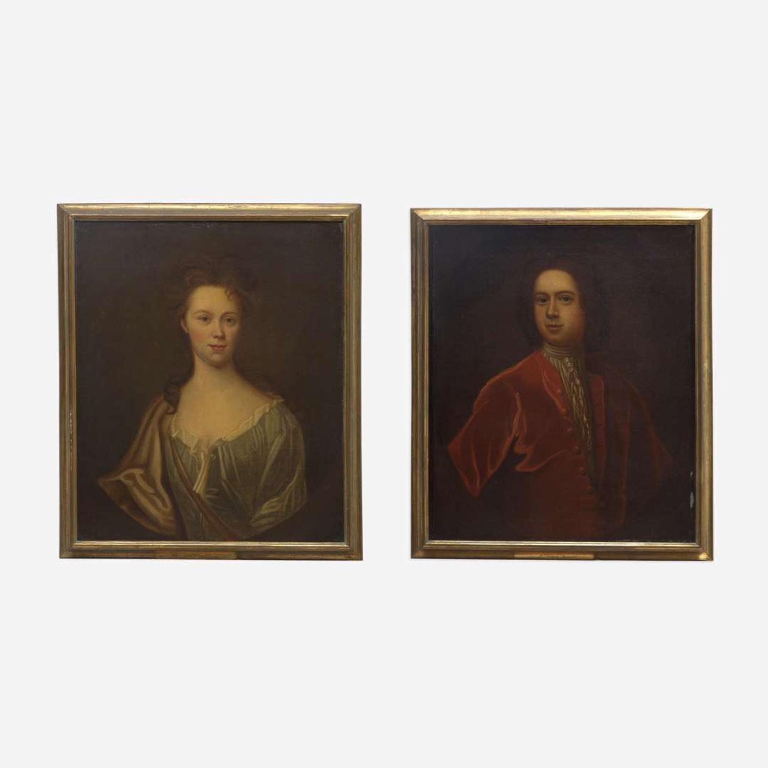 British School (18th Century) Portrait of Lady Narborough; together with a Companion Portrait of a Gentleman, Half-Length