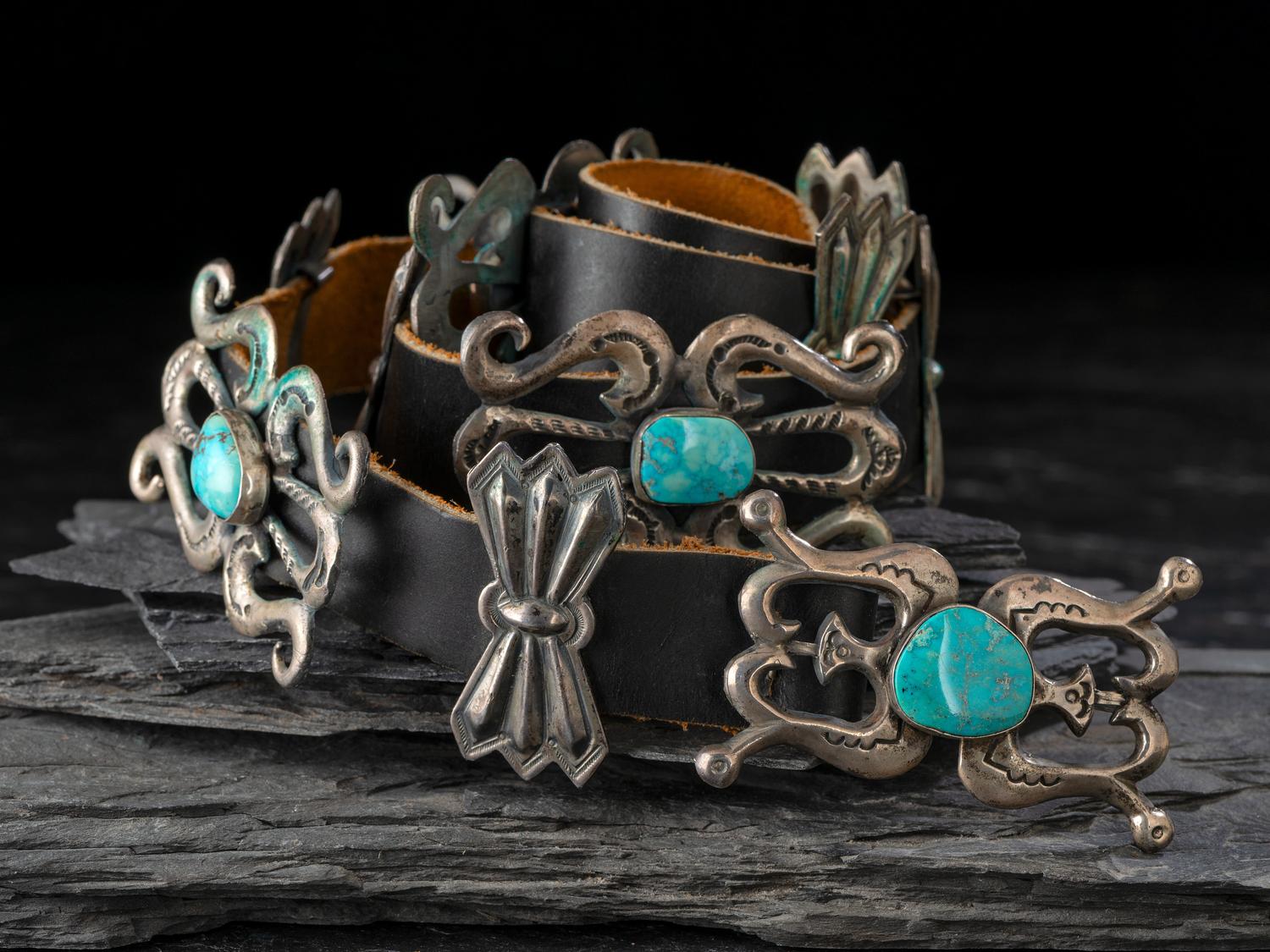 Navajo Silver and Turquoise Concha Belt