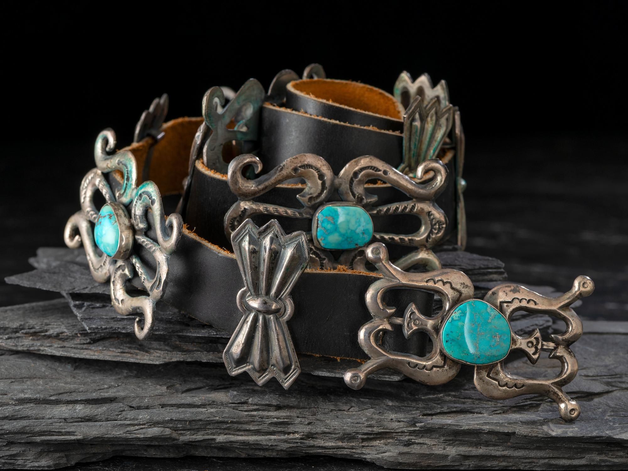Navajo Silver and Turquoise Concha Belt