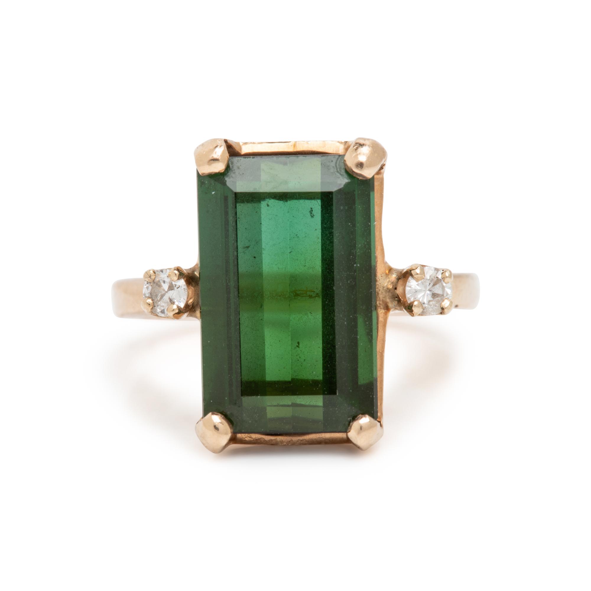 Green Tourmaline and Diamond Ring