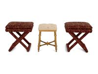 A Group of Three Upholstered Stools — 20th Century