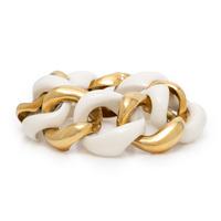 Seaman Schepps, 'Classic Link', Yellow Gold and Cacholong Bracelet