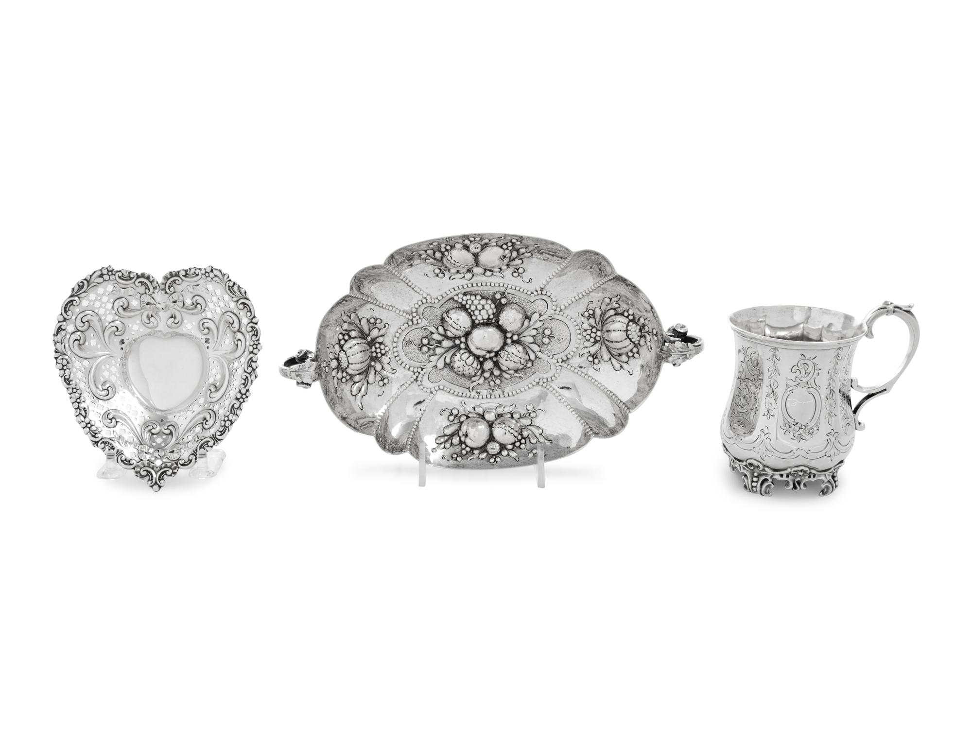 A Group of Three Silver Table Articles