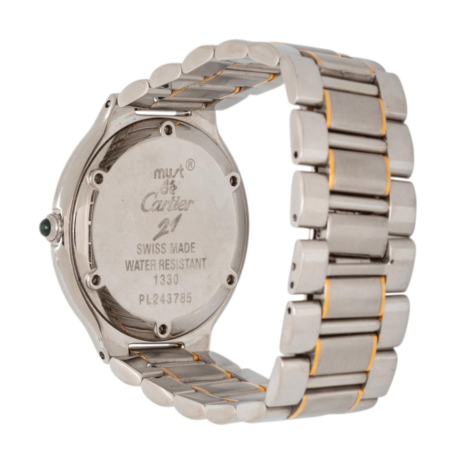 CARTIER, STAINLESS STEEL AND YELLOW GOLD 'MUST DE CARTIER 21' WRISTWATCH