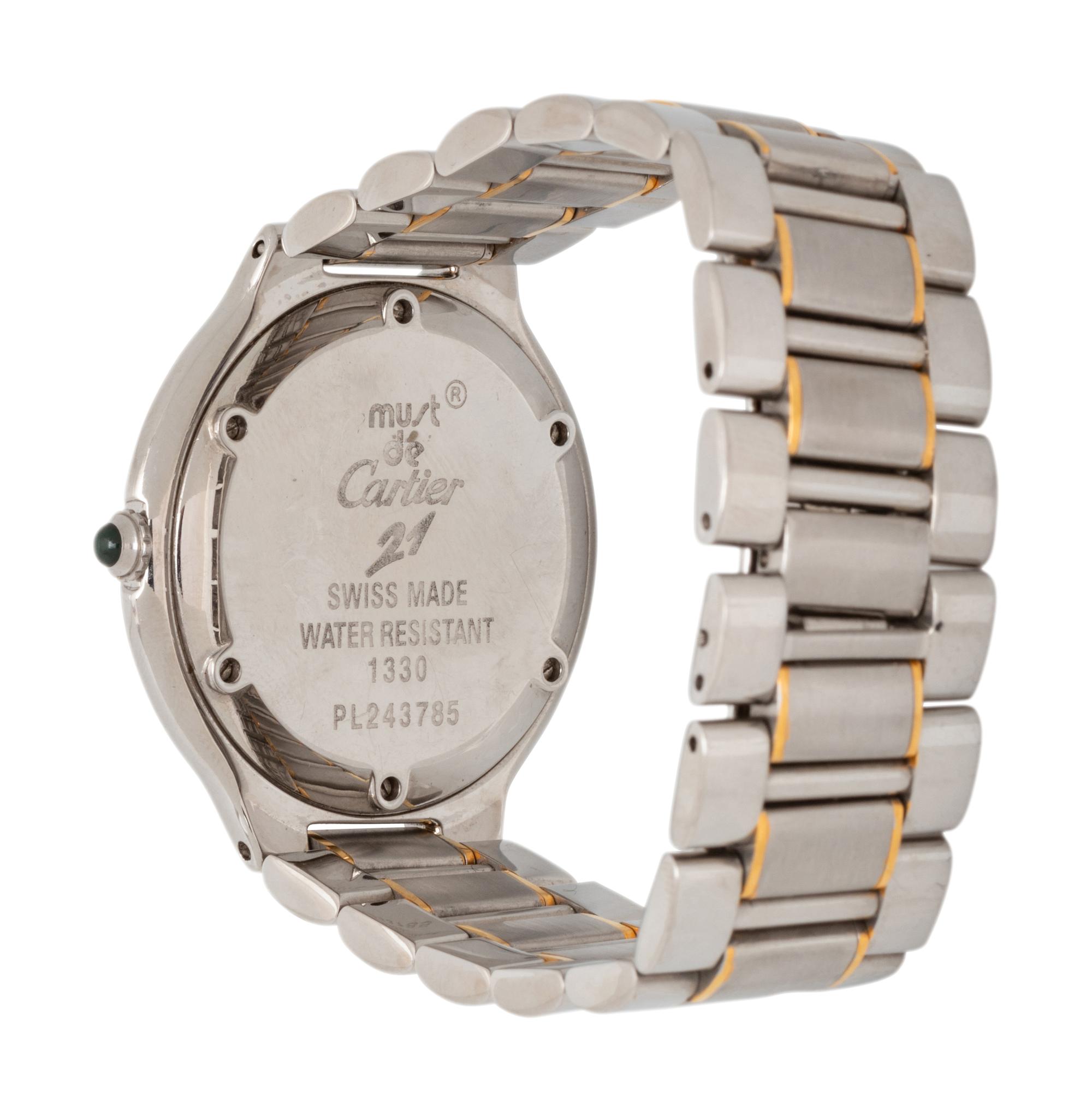 CARTIER, STAINLESS STEEL AND YELLOW GOLD 'MUST DE CARTIER 21' WRISTWATCH