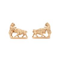 YELLOW GOLD AND ENAMEL BULL AND BEAR CUFFLINKS