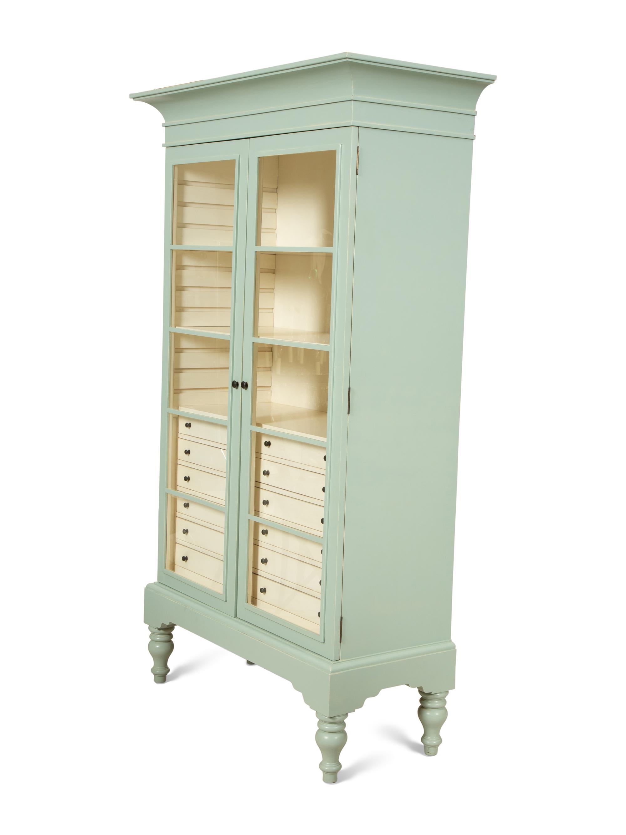 A Contemporary Blue Painted Display Cabinet