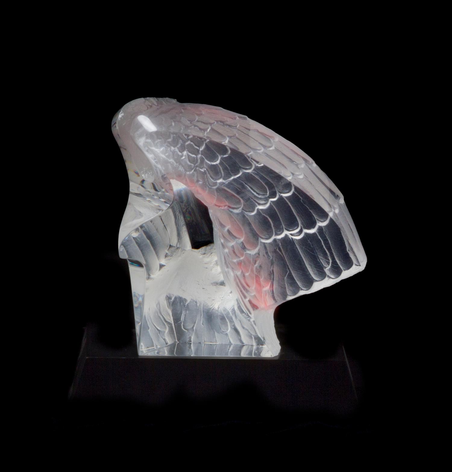 A Steuben Molded and Frosted Glass Sculpture, Height 7 1/8 inches.