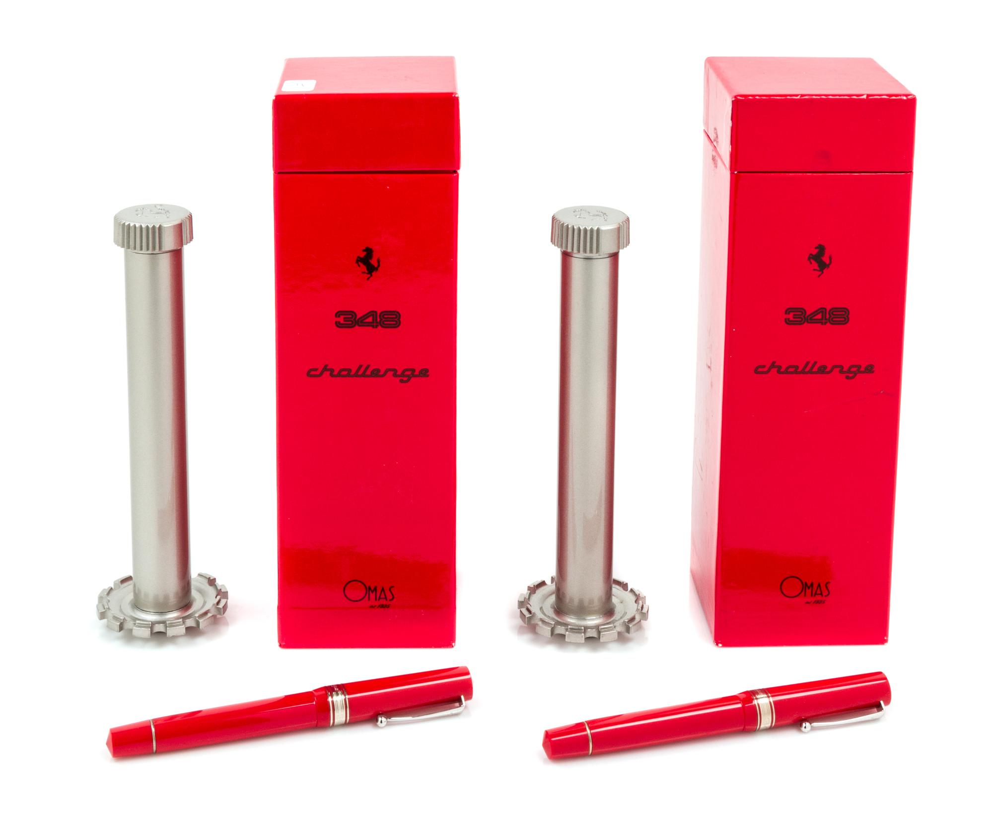 A Pair of Omas Ferrari: 348 Challenge Special Edition Fountain Pens