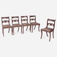 A set of five Federal carved mahogany eagle-back klismos side chairs New York, NY, circa 1820
